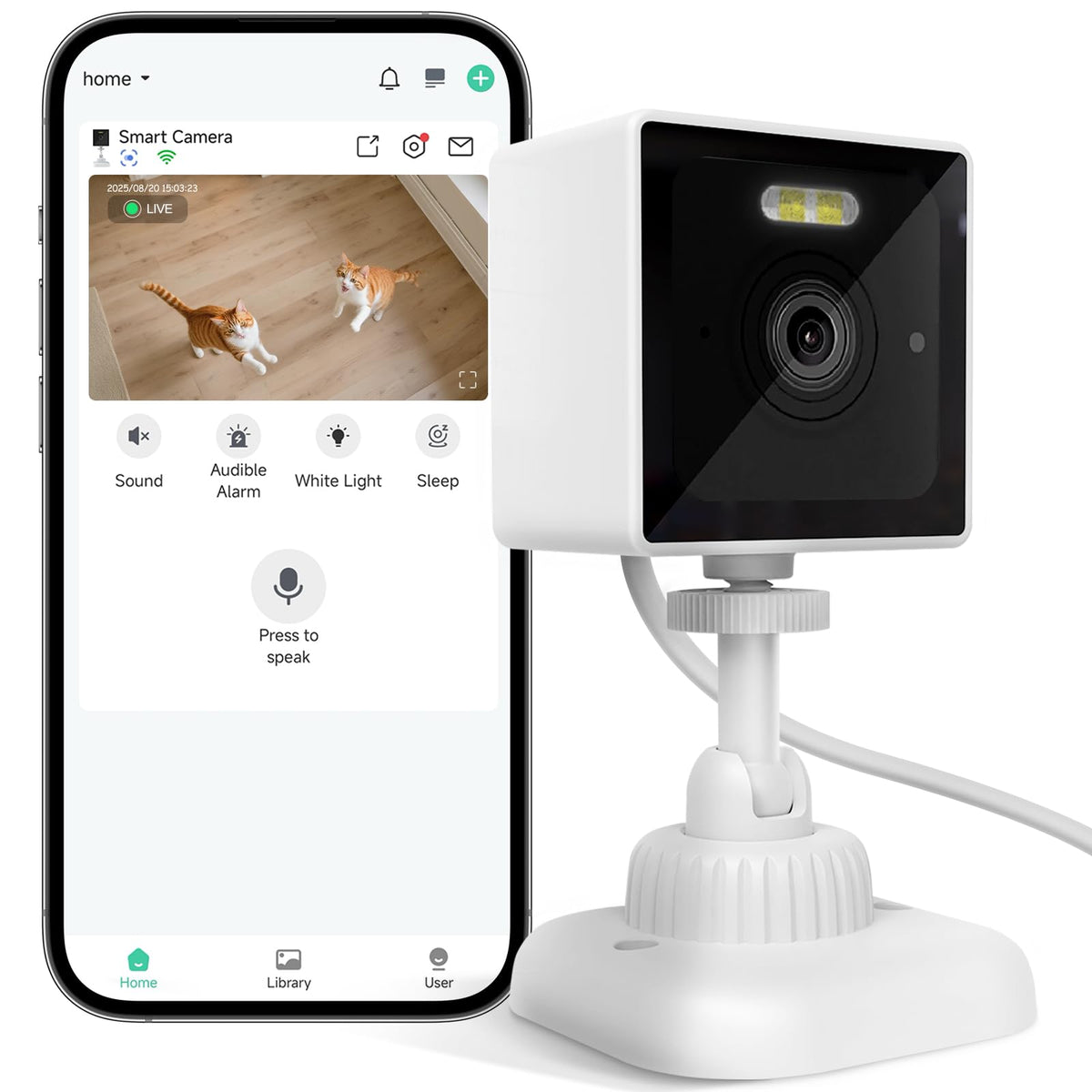 Rolimate smart pet camera front view captures outdoor cat house activity clearly