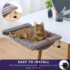 ROLLERPAWSTER Cat Desk Hammock plush-fur creates cozy lounging for relaxed cats