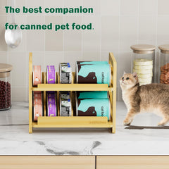 Rolling Bamboo Cat Food Can Organizer two-layer layout for efficient organization