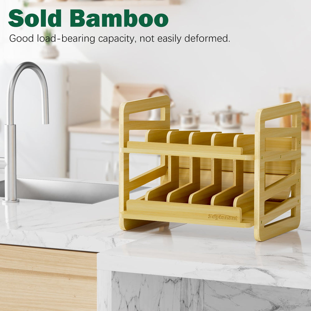 Rolling Bamboo Cat Food Can Organizer adjustable fit for various can sizes