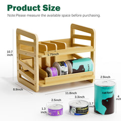 Rolling Bamboo Cat Food Can Organizer top view shows high-capacity storage