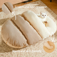 Romaneco cat bed Arctic velvet lining offers plush softness for snuggly hideouts.