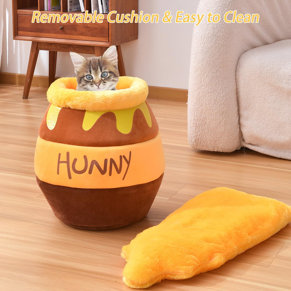 Romaneco Honey Pot Cat Cave Bed dimensions 16.6x14.6x11.8 inches for planning.