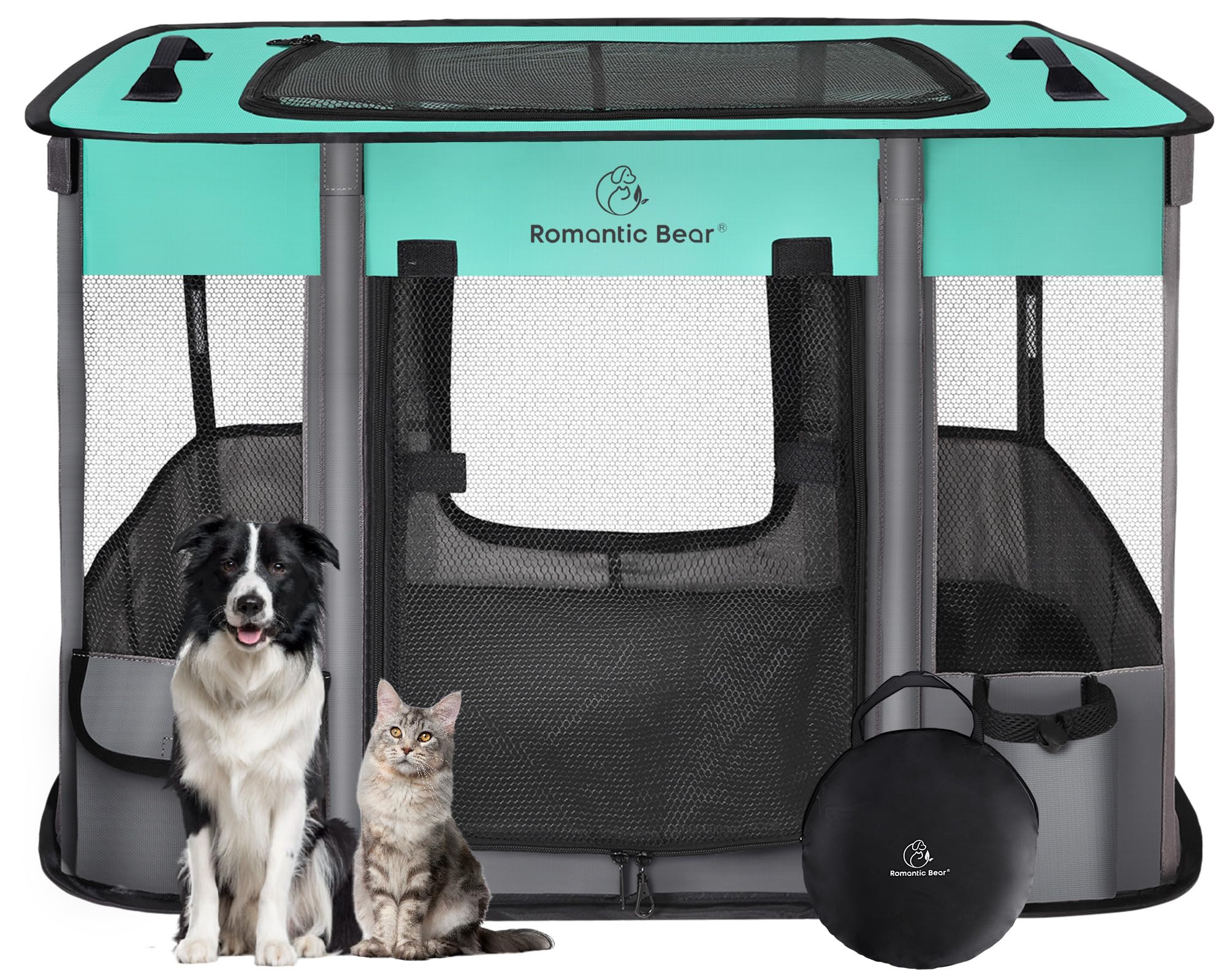 ROMANTIC BEAR dog playpen setup showing secure enclosure for pets