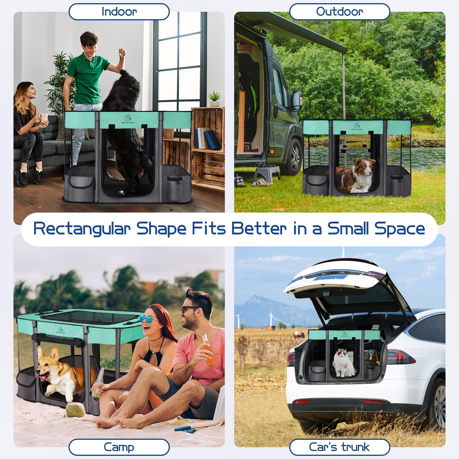 ROMANTIC BEAR playpen carry-case enables convenient travel and quick setup.