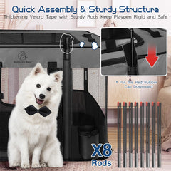 ROMANTIC BEAR playpen water-resistant cover protects pets in wet conditions.