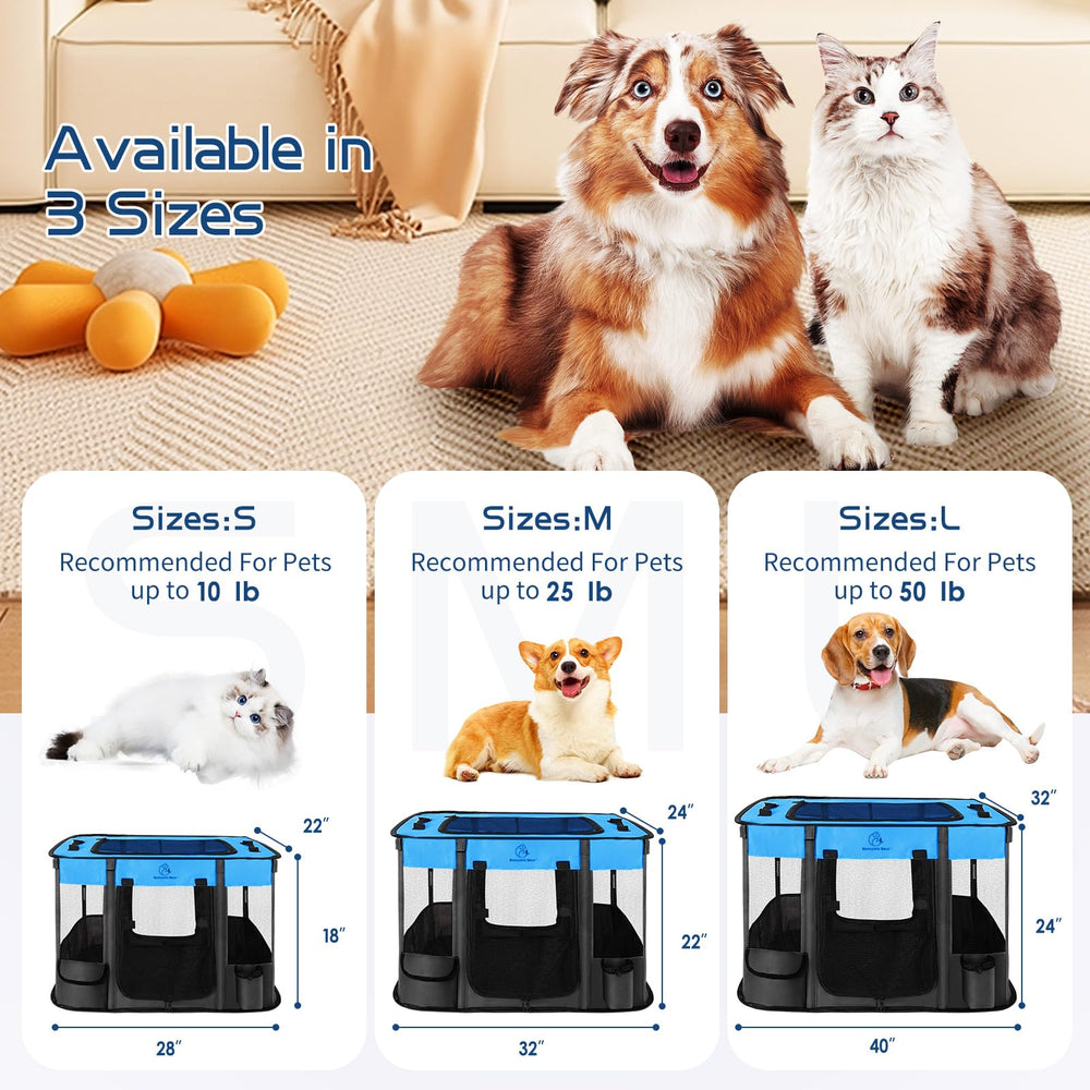 ROMANTIC BEAR portable pet playpen folded for travel.