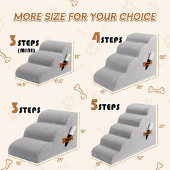 ROMROL dog stairs 4-step side view with non-slip waterproof cover