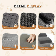 ROMROL dog stairs bottom view with non-slip nylon base for stability
