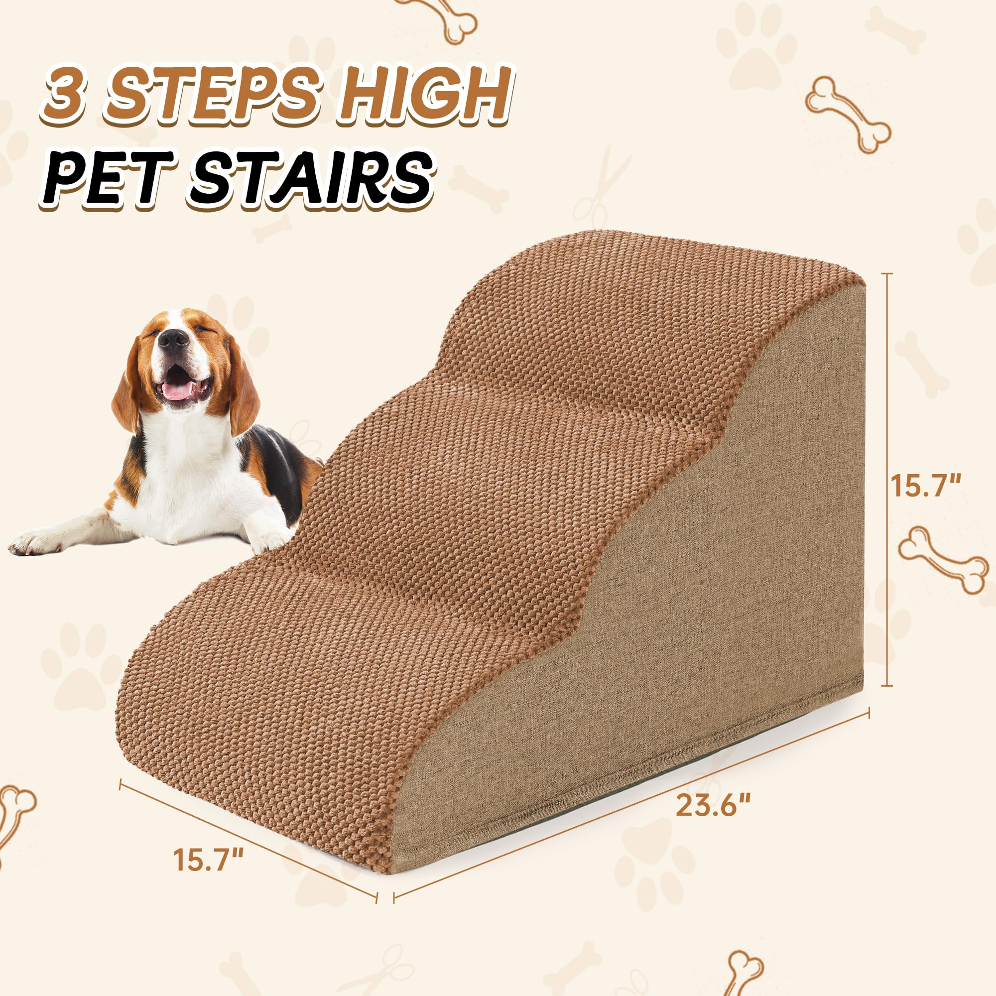 ROMROL dog stairs 33D foam detail for quick rebound and sturdy support