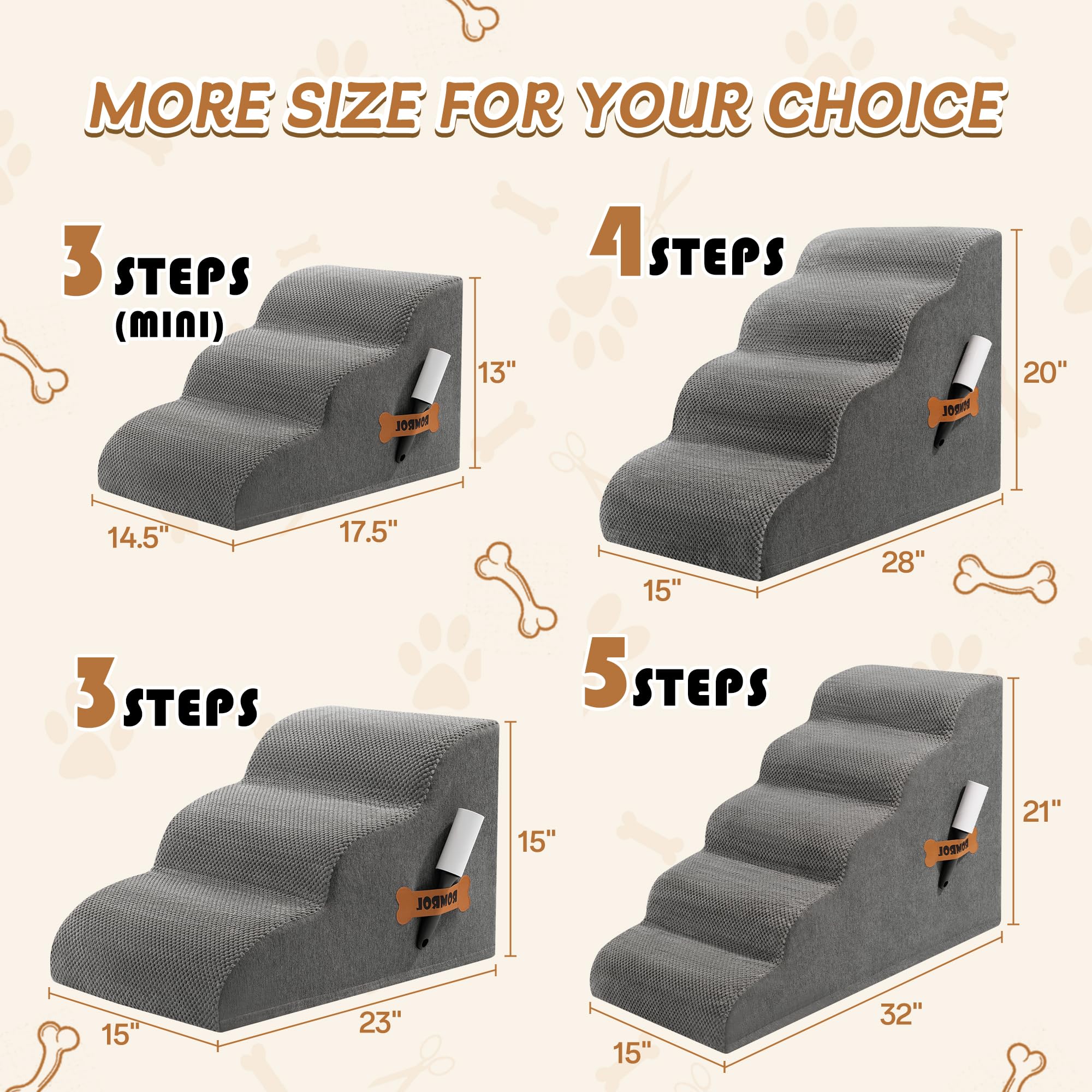 ROMROL dog stairs close-up of non-slip coral fleece fabric cover for grip