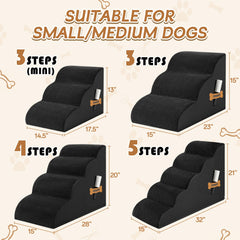 ROMROL dog stairs 3-step side view shows compact design for small spaces