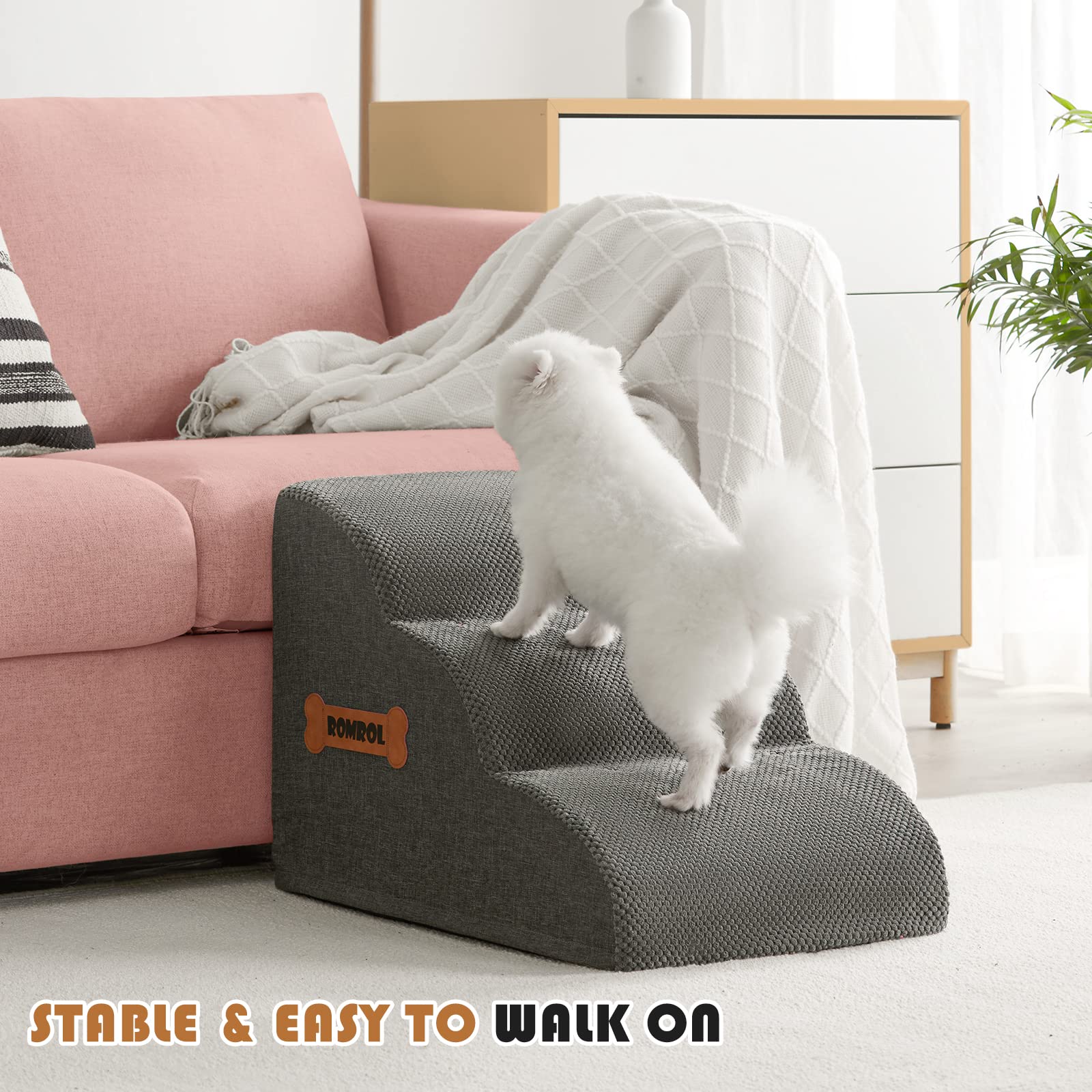 ROMROL included pet hair remover roller for quick cleanup on stairs