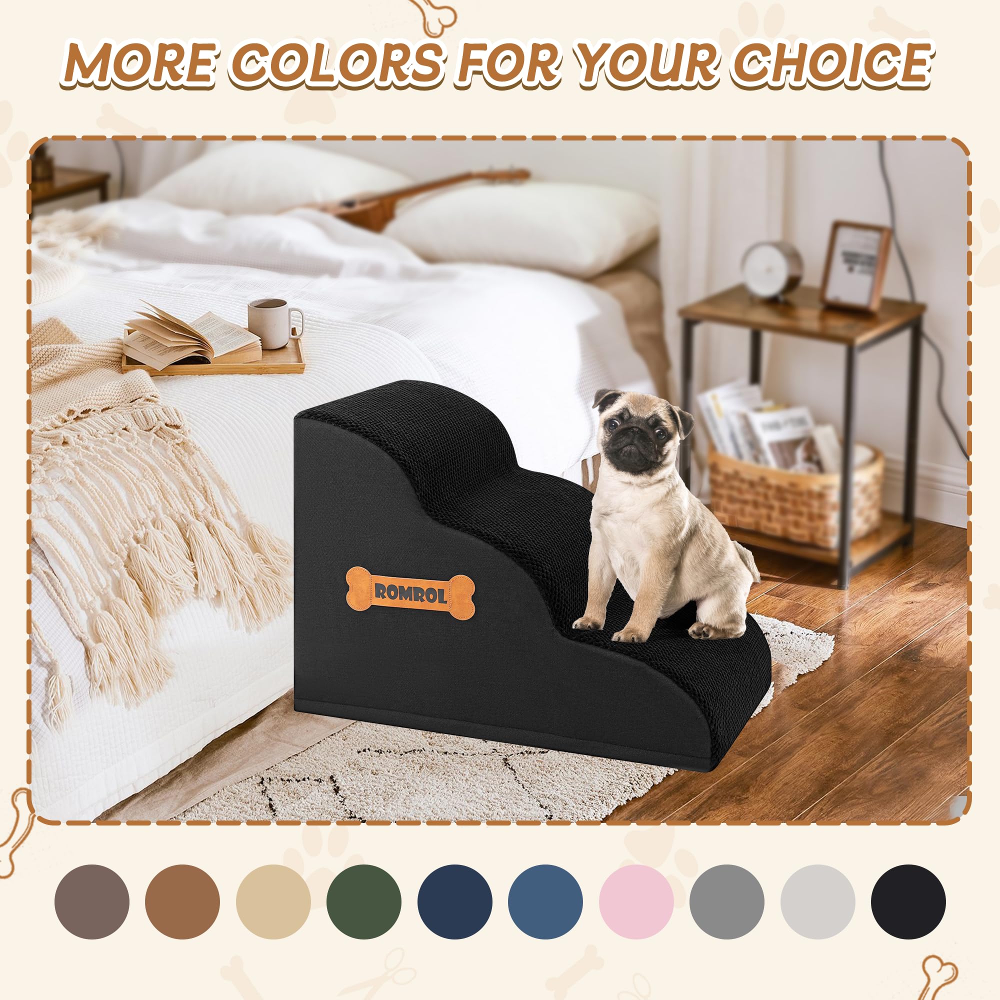 ROMROL pet hair roller included for quick cleanup on stairs and clothing