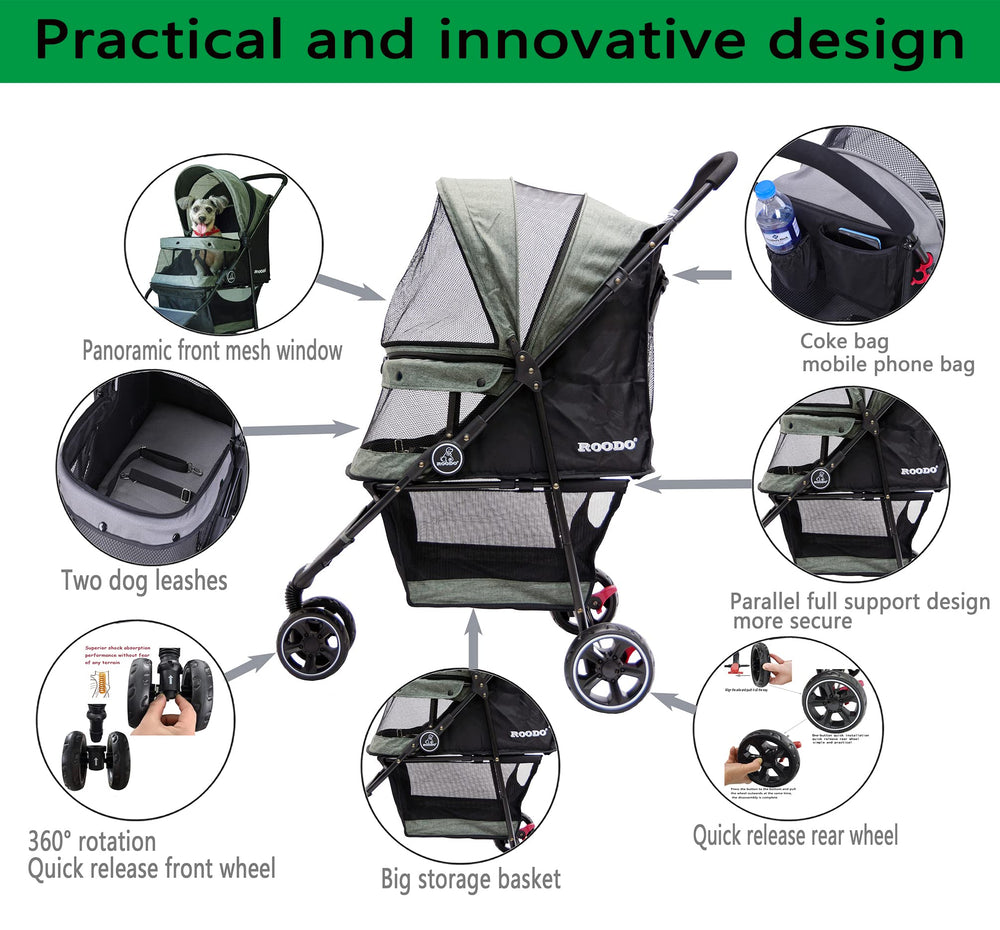 ROODO 3-Wheel Stroller folded size in trunk for easy travel.