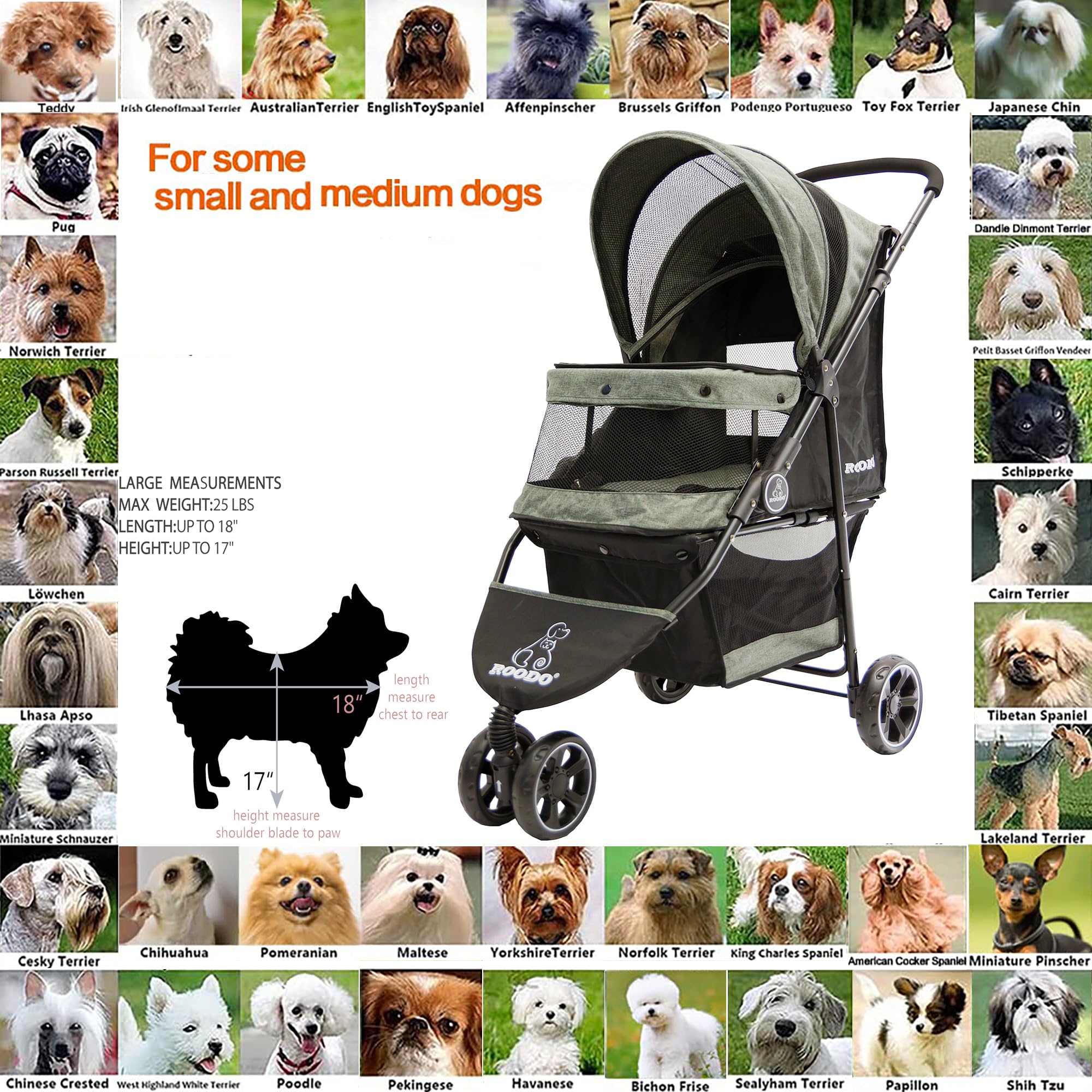 ROODO 3-Wheel Stroller open fold mode for quick setup.