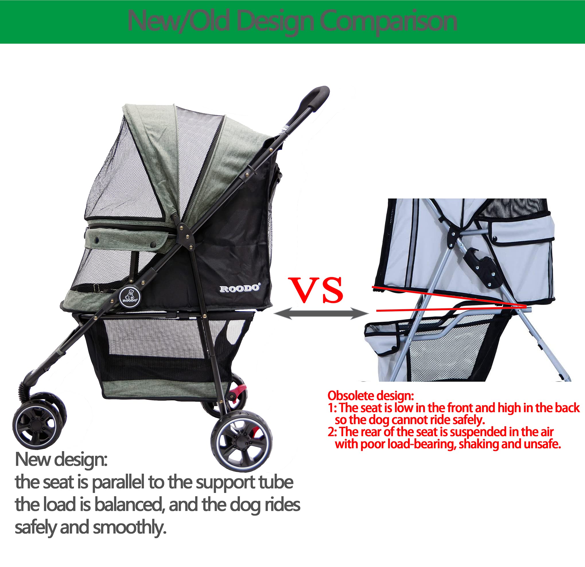 ROODO 3-Wheel Stroller storage basket for on-the-go essentials.
