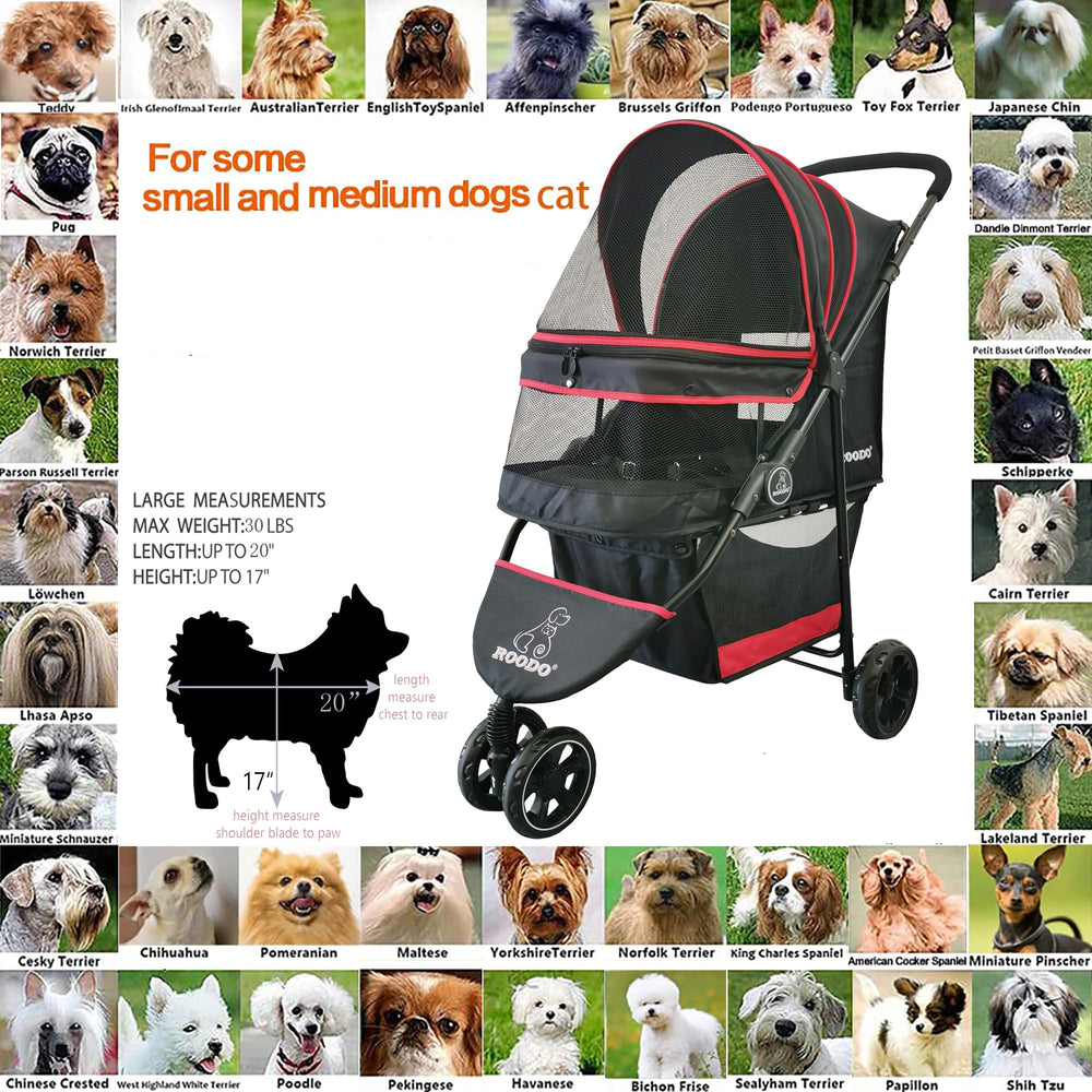 ROODO Escort 3-Wheel Stroller expanded dimensions help plan space at home.