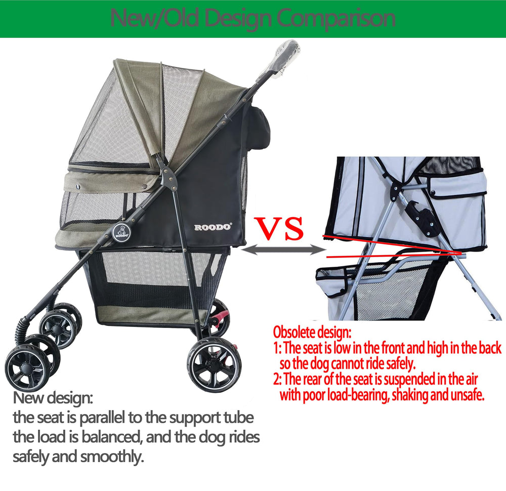 ROODO Escort 4Wheel Pet Stroller breathable-nets keep pets cool and comfy.