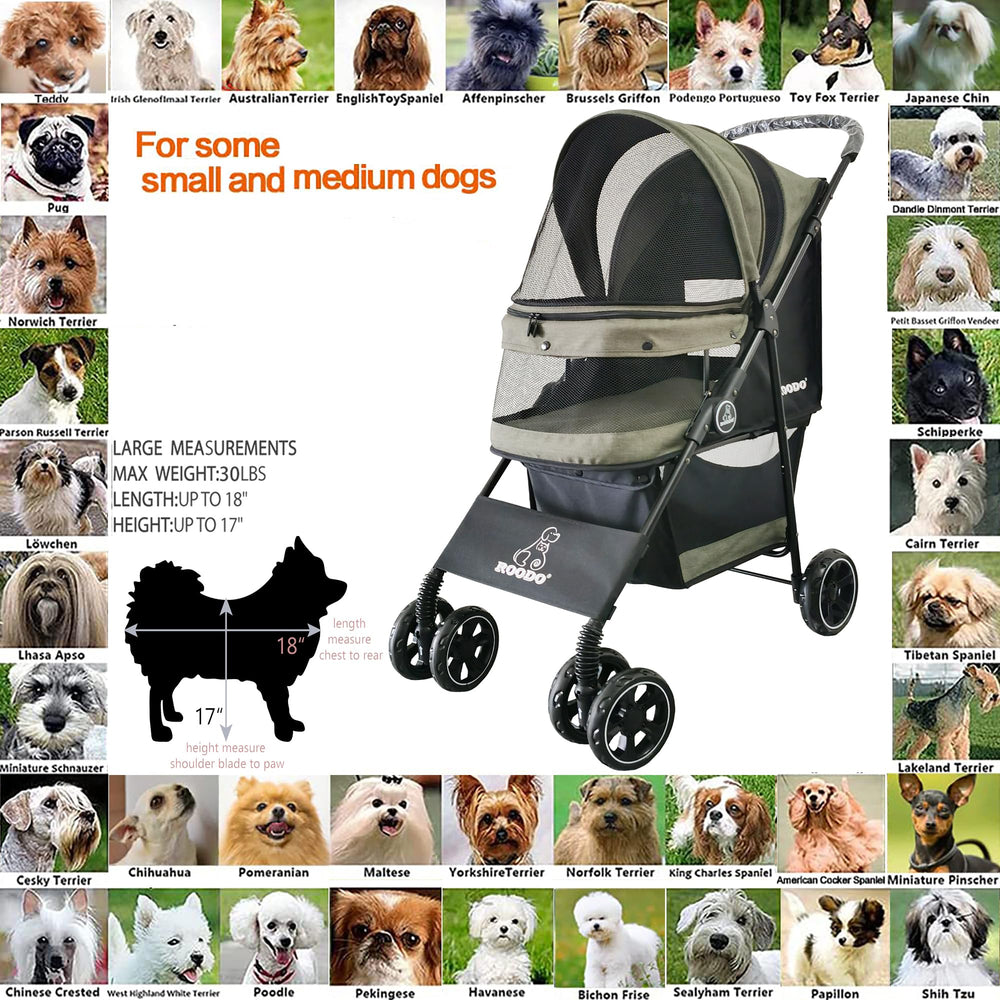 ROODO Escort 4Wheel Pet Stroller folded-compact view shows storage-ready design.