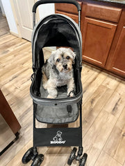 ROODO Escort 4Wheel Pet Stroller rear wheel with brake lever for controlled strolling.