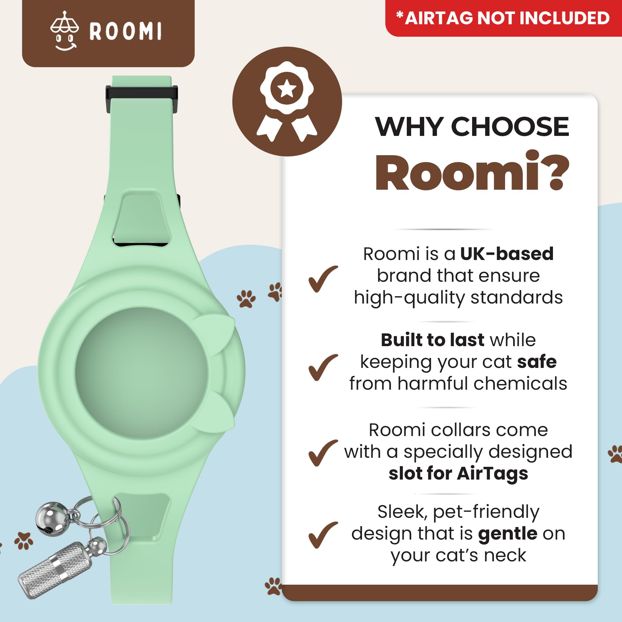 ROOMI adjustable cat collar fits cats and kittens of all sizes with comfort.