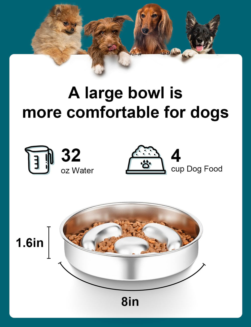 RooXchowla slow feeder bowl non-slip base keeps steady mealtime