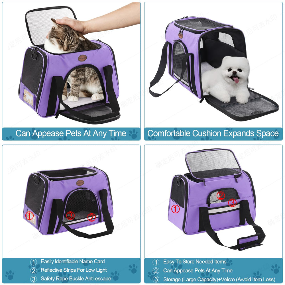 ROSEBB airline-approved pet carrier with dual handles for secure transport.