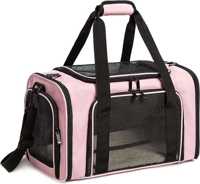 ROSEBB cat carrier soft-sided pink for comfortable travel