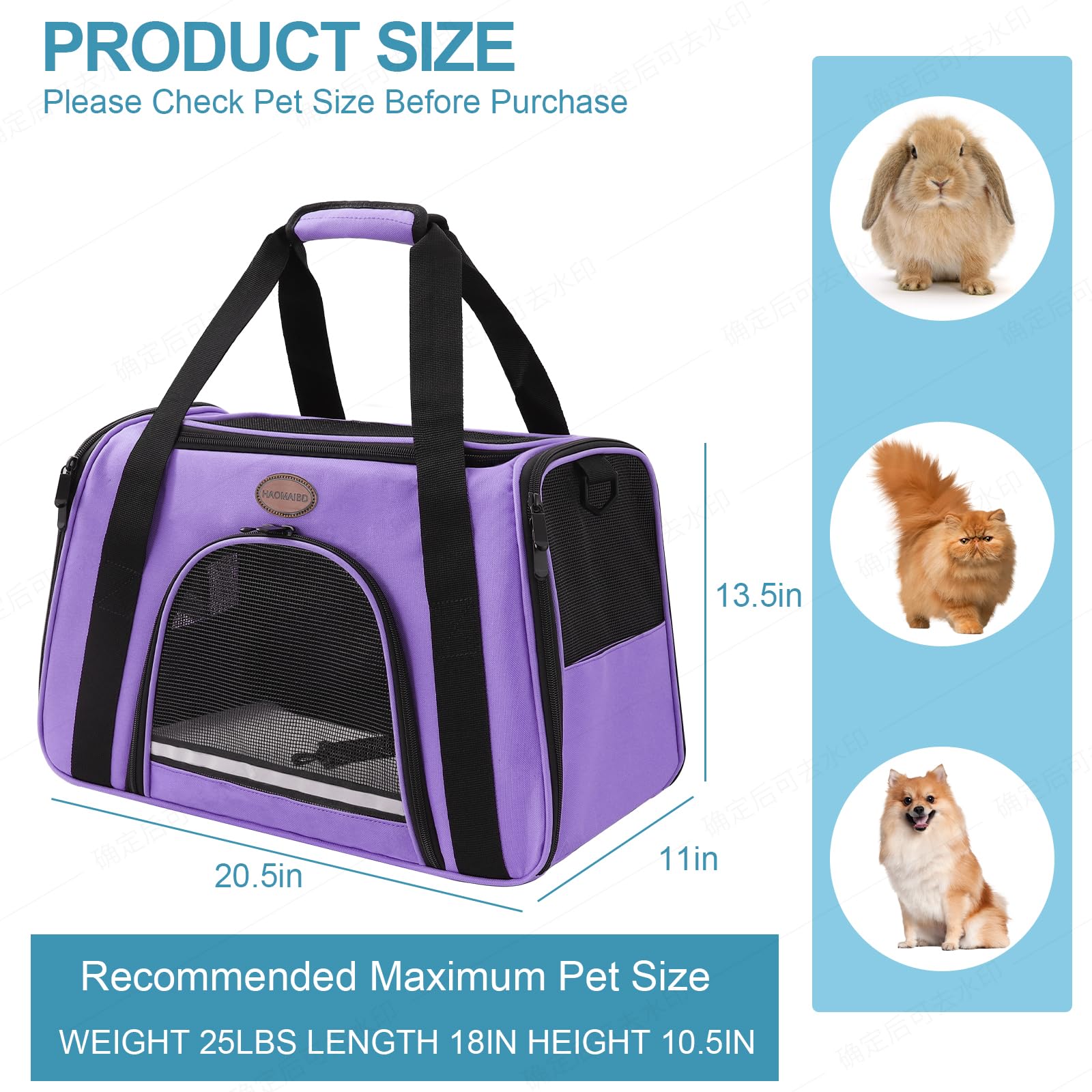 ROSEBB cat and dog carrier features four-sided mesh for ventilation.