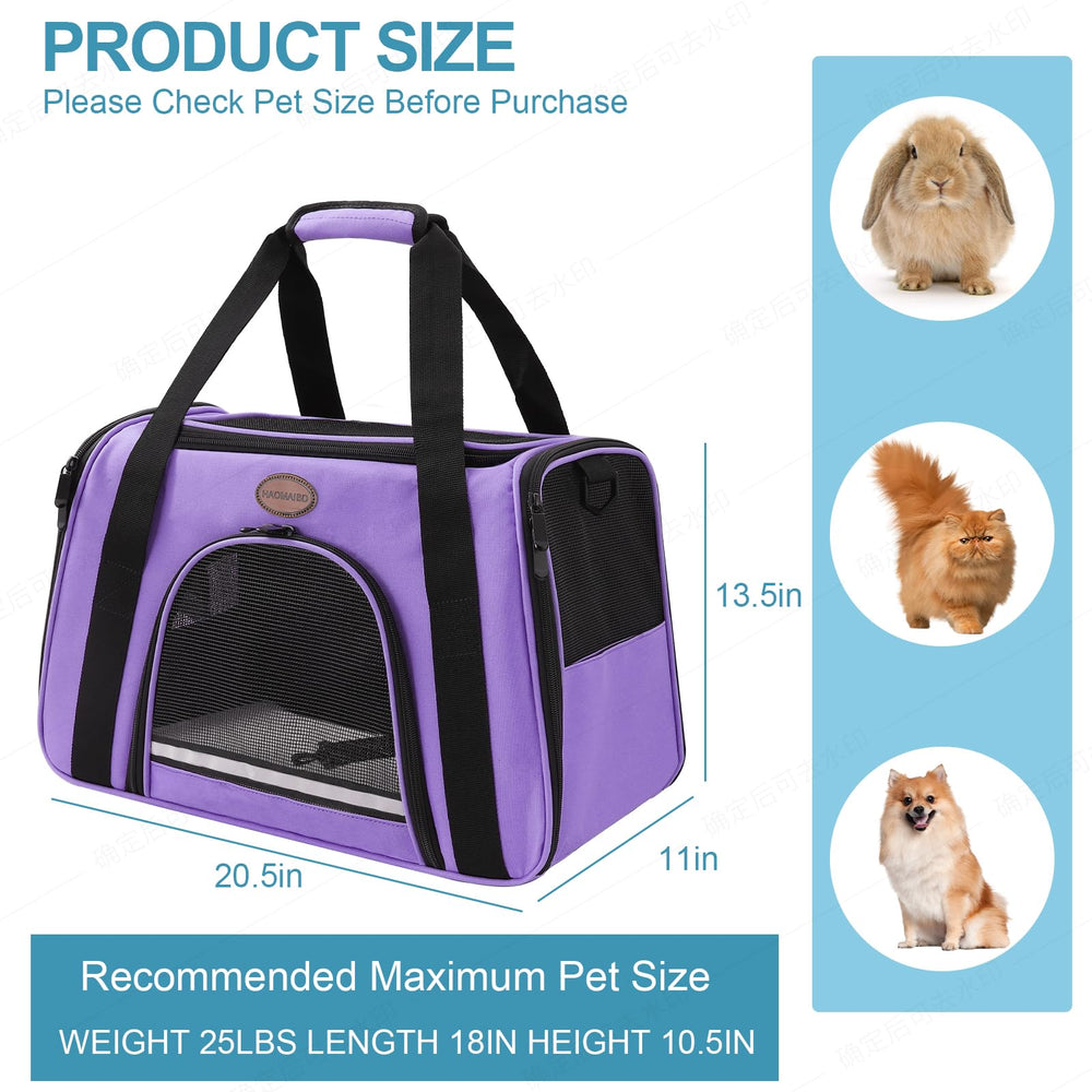 ROSEBB cat and dog carrier features four-sided mesh for ventilation.