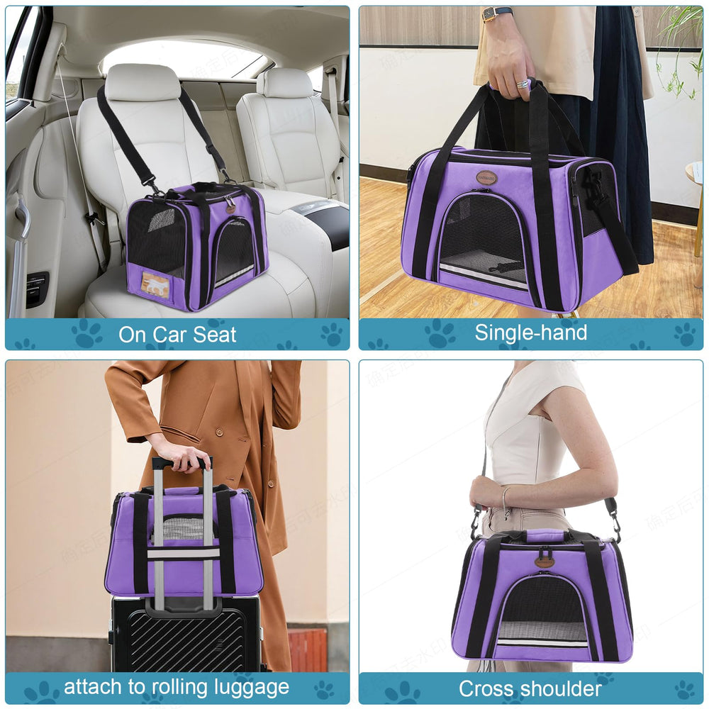 ROSEBB dog carrier travel-friendly with adjustable strap for hands-free comfort.