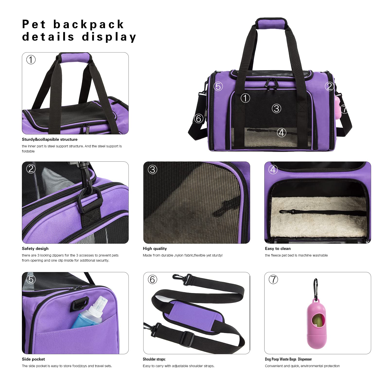 ROSEBB pet carrier interior view showing breathable mesh and cozy space.