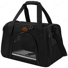 ROSEBB cat carrier in black with soft sides and mesh for safe travel visibility