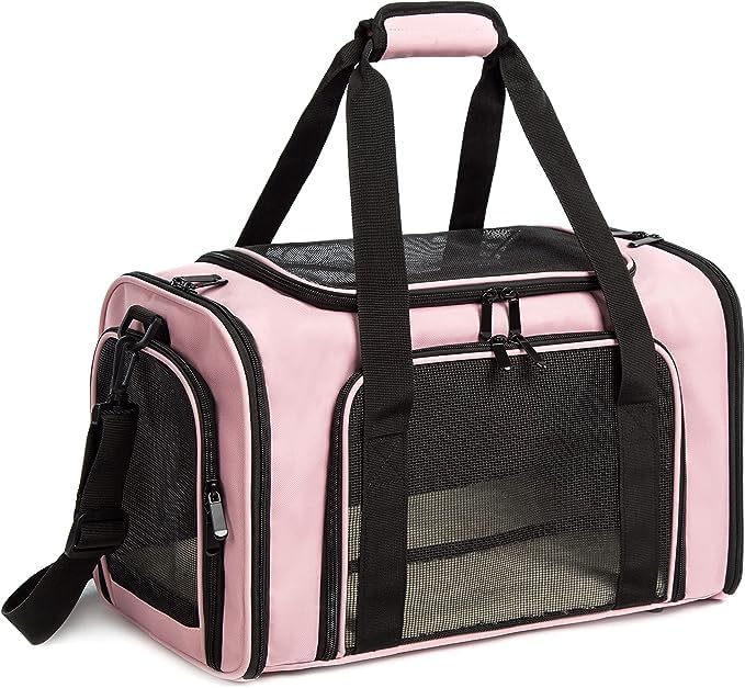 ROSEBB cat carrier pink soft-side interior for cozy daytime journeys