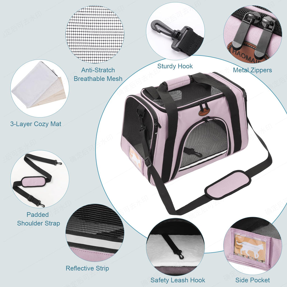 ROSEBB pet carrier airline-approved side view enables easy air travel.