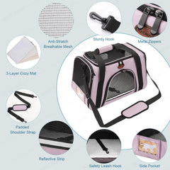 ROSEBB pet carrier airline-approved side view enables easy air travel.