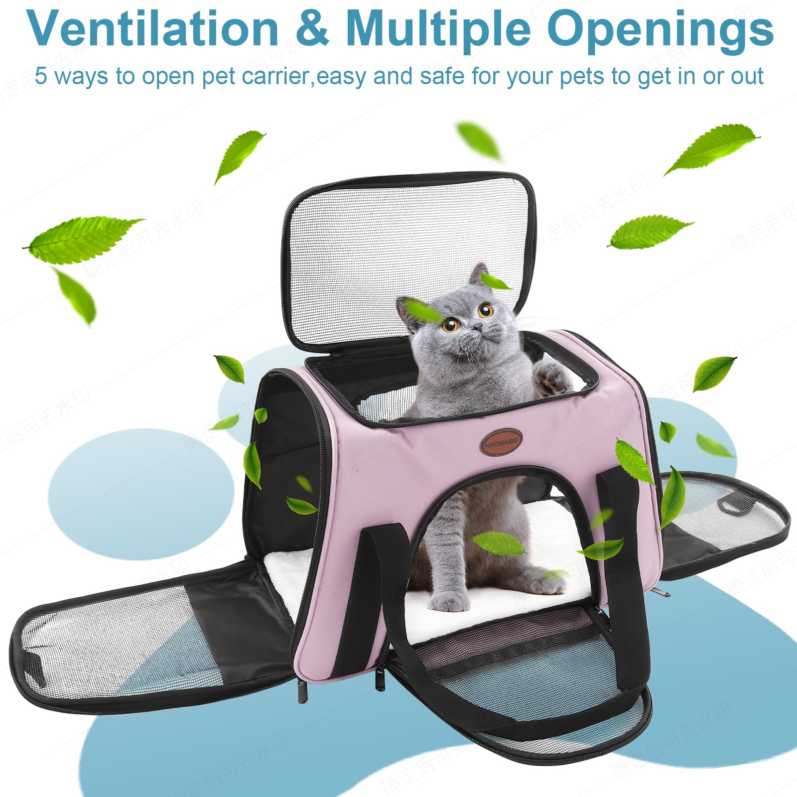 ROSEBB pet carrier shoulder strap folded for hands-free portability.