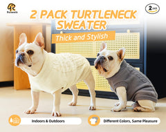 Roseelk dog sweater beige front view highlights warm, snug fit for chilly days.