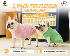 Roseelk dog sweater green knit close-up highlights durable fabric and snug fit.