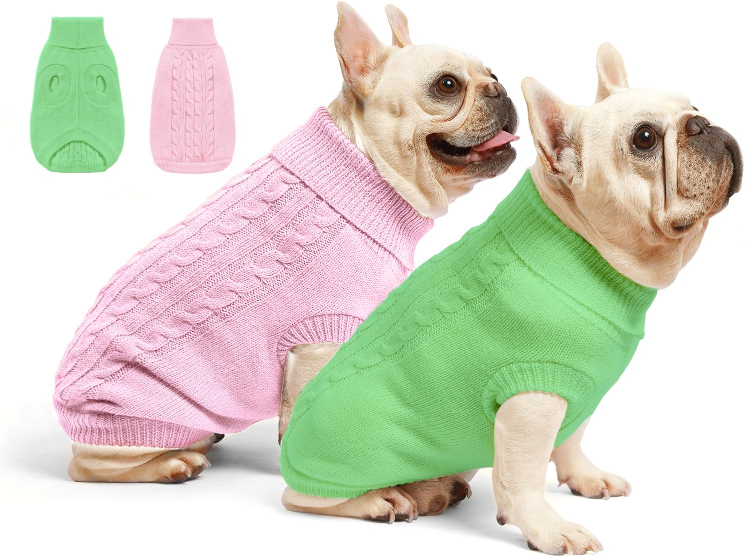 Roseelk dog sweater pink knit close-up shows cozy warmth for small dogs.