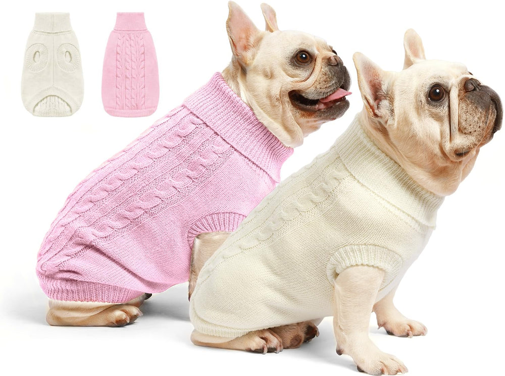 Roseelk dog sweater pink model wearing cozy warmth for small dogs in winter