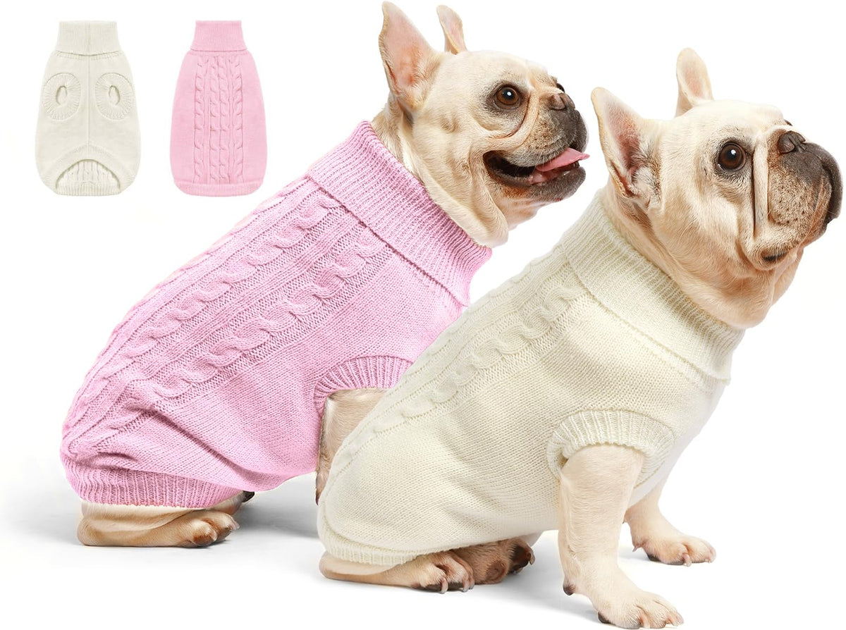Roseelk dog sweater pink model wearing cozy warmth for small dogs in winter
