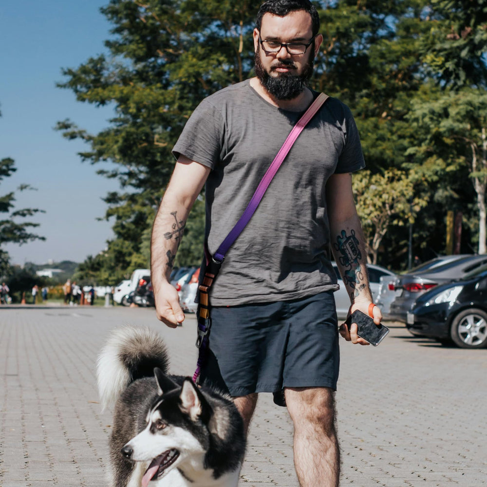 Rosespoetry leash with dual handles for safer near-traffic control.