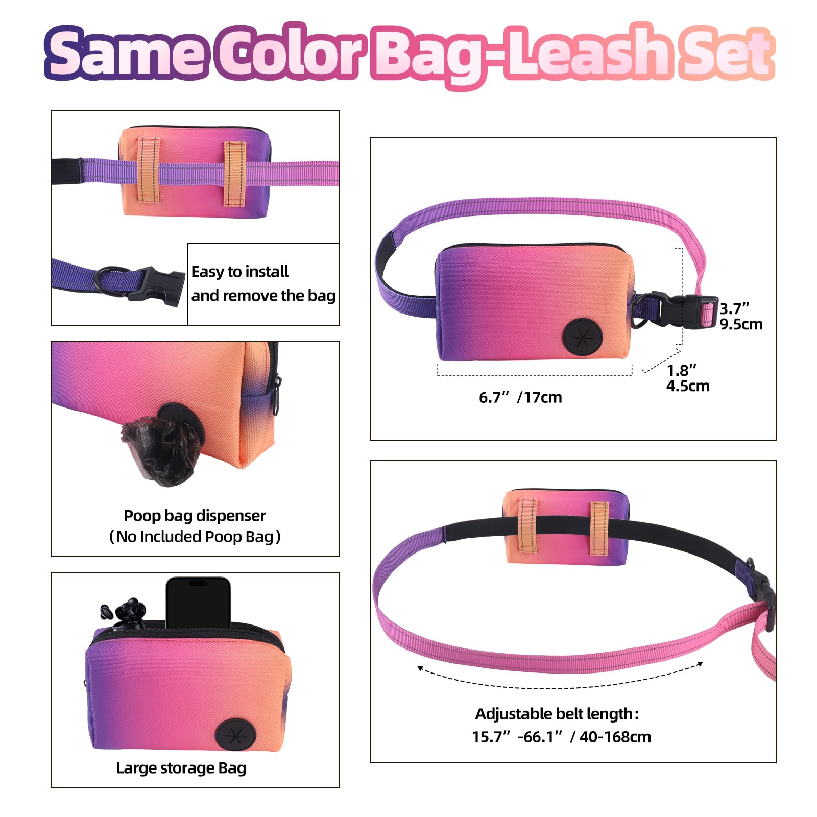 Roses&Poetry removable zipper pouch attached for hands-free errands and rides