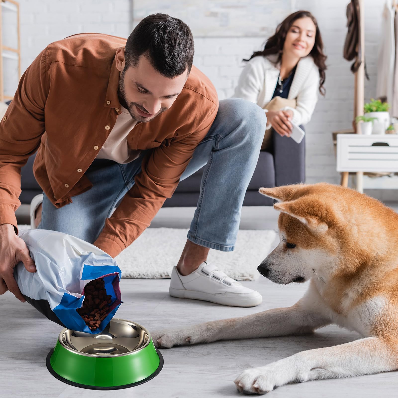 Roshtia colorful dog bowl set adds visual appeal to feeding time.