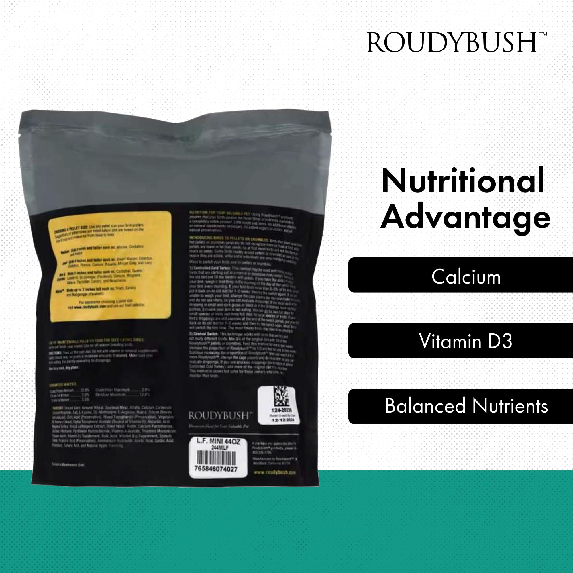 Roudybush bird diet variety with fruits and vegetables usage idea