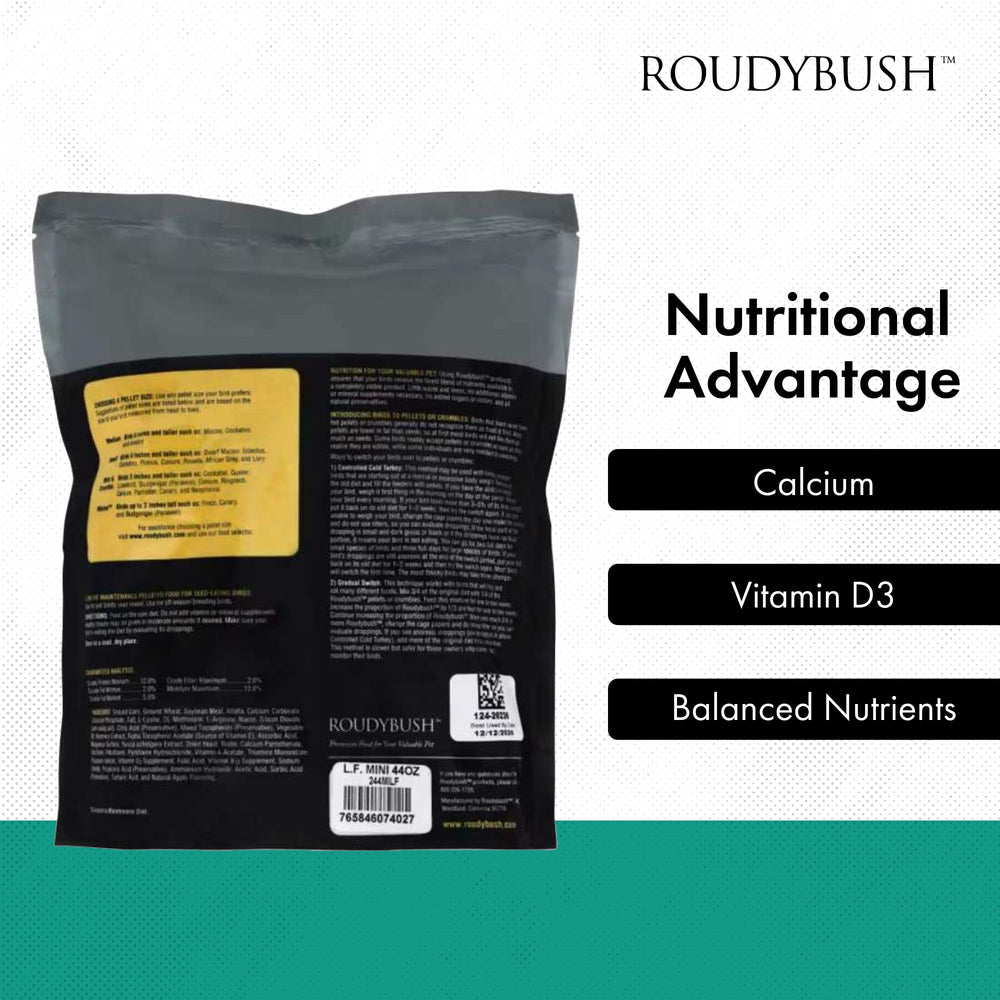 Roudybush bird diet variety with fruits and vegetables usage idea