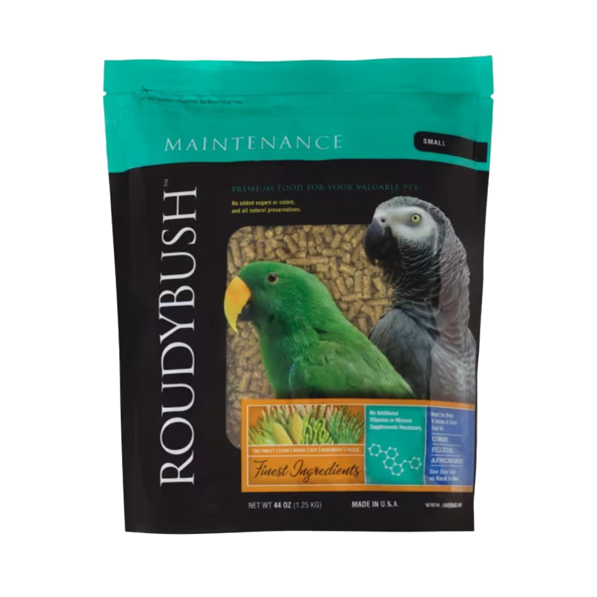 Roudybush Daily Maintenance 44 oz packaging for convenient daily feeding.