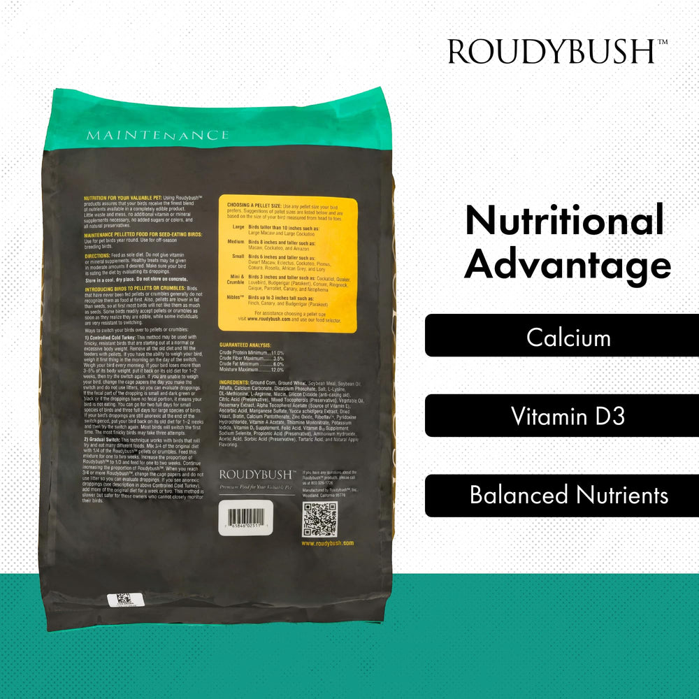 Roudybush pellet diet color hints at varied nutrients for everyday health.